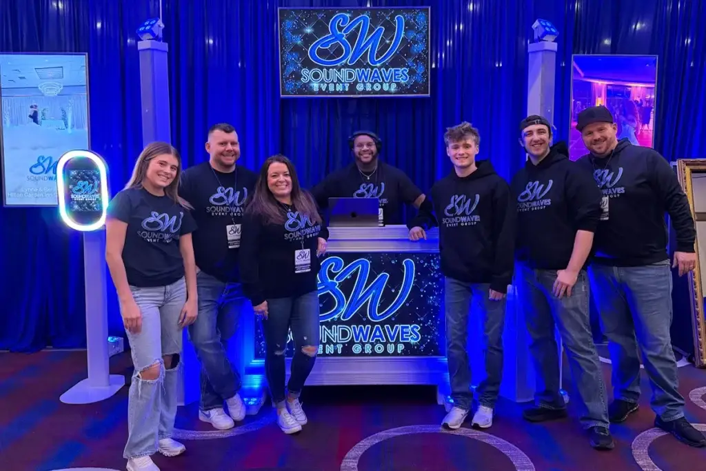 Soundwaves Event Group DJ team at a Pittsburgh bridal show at the Wyndham Grand Hotel