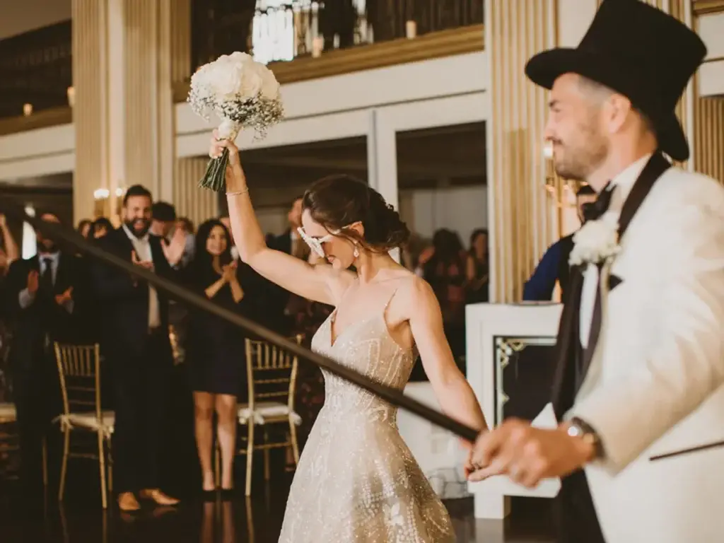 Bride and groom grand entrance at George Washington Hotel wedding reception in Washington PA