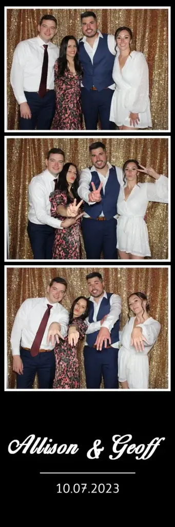 Bride and groom with guests in a Pittsburgh wedding Photo Booth strip