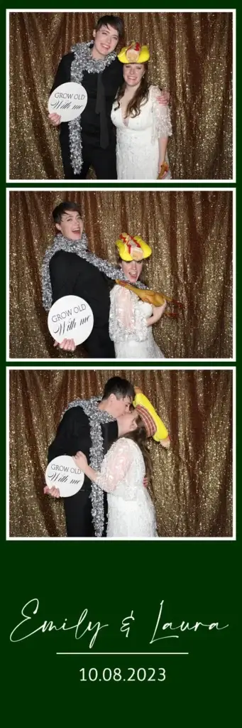 Two brides posing in a Pittsburgh wedding Photo Booth strip