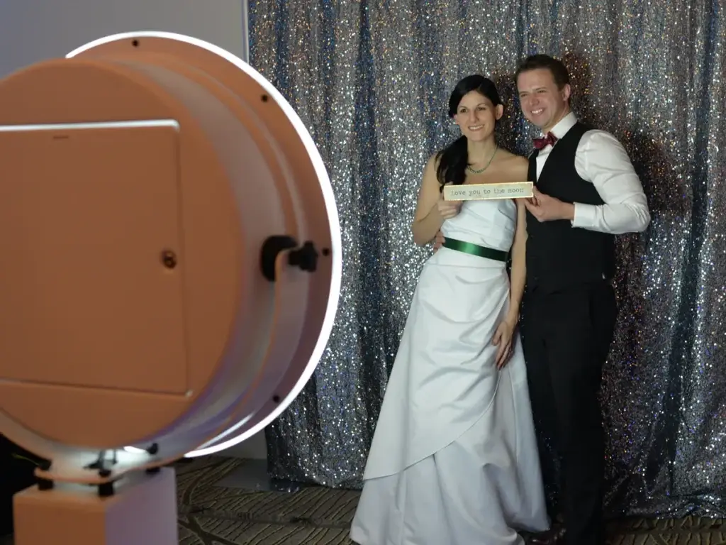 Bride and groom using Photo Booth at Pittsburgh wedding
